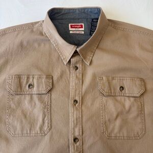 Wrangler Men's Outdoor Short Sleeve Utility Shirt Khaki Size 3XL